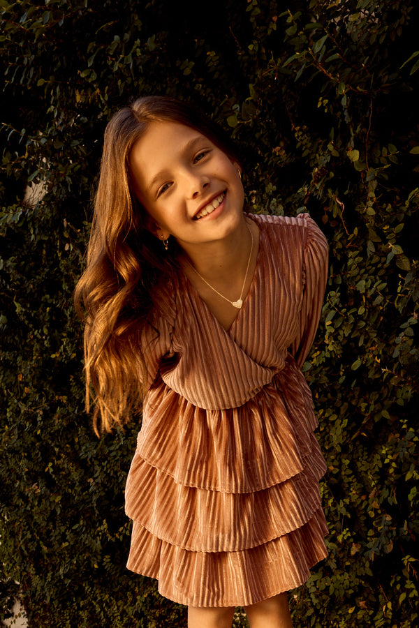 Vestido Barbara Veludo Rose