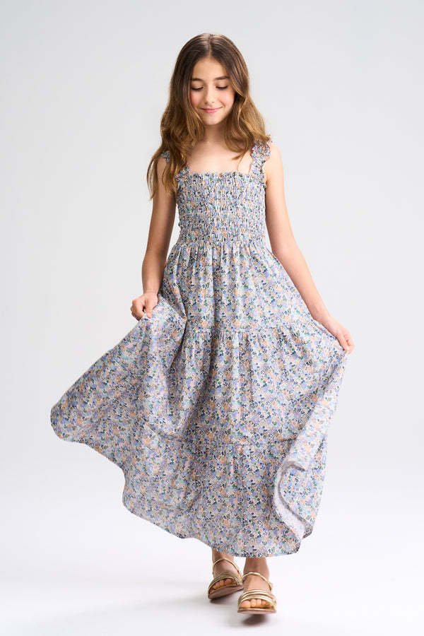 Vestido Midi Heloisa Liberty Azul